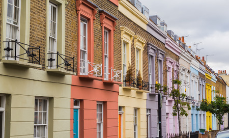 LONDON, UK - 20TH JULY 2015: Colorful buildings along Hartland Road in Camden during the day.のeditorial素材