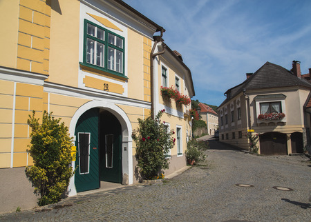 ST MICHAEL, AUSTRIA - 28TH AUGUST 2015: A view of streets in St Michael in Austria during the day. The outside of buildings can be seen.のeditorial素材