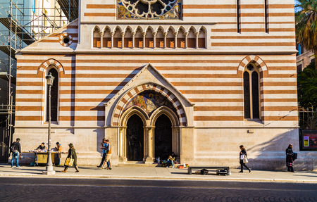 ROME, ITALY - 11TH MARCH 2015: The outside of St. Paul's Within The Walls Church (San Paolo dentro le mura). Lots of people can be seen.のeditorial素材
