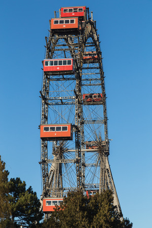 VIENNA, AUSTRIA - 29TH JANUARY 2016: A view of part of the Wiener Riesenrad in Vienna during the winter on a sunny day.のeditorial素材