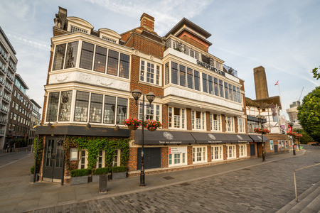 LONDON, UK - 6TH JULY 2016:  A view of the outside of Shakespeares Globe Theatre in the morning.のeditorial素材