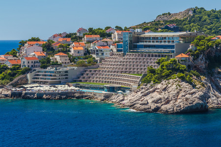 DUBROVNIK, Croatia - 14TH AUGUST 2016: A view towards the Hotel Rixos Libertas Dubrovnik in the summer.のeditorial素材