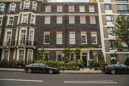 LONDON, UK - 8TH OCTOBER 2016: The outside of architecture in Mayfair London during the day.のeditorial素材