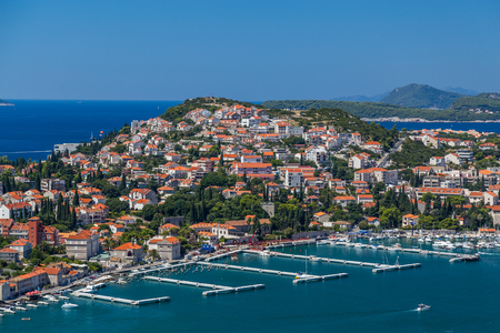 High view of part of the Dubrovnik skyline during the day in the summerの写真素材