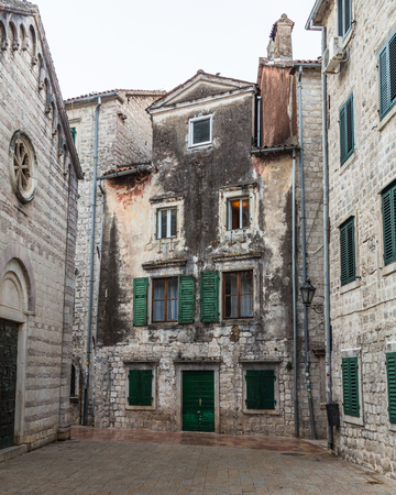 KOTOR, MONTENEGRO - 13TH AUGUST 2016: Streets of Old Town Kotor during the day, showing the outside of buildings.のeditorial素材