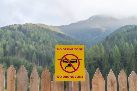 A sign indicating that drones aren't allowedの写真素材