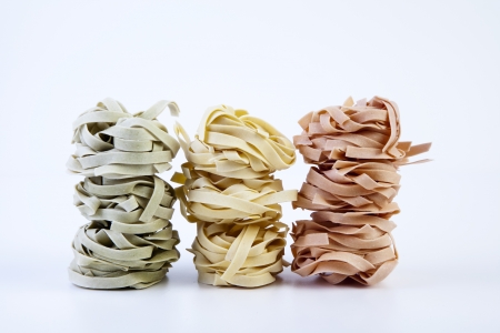 Mediterranean cooking with pasta and ingredientsの写真素材