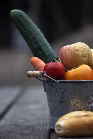 vegetables and fruit basketの写真素材