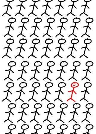Concept stick figure individuality and groupの写真素材