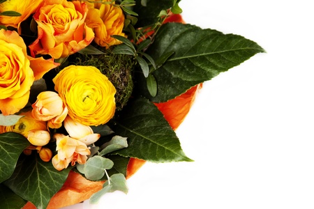 spring flower bouquet with yellow roses