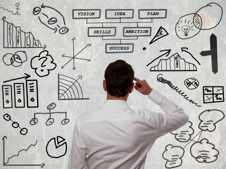 Businessman thinking about business conceptの写真素材