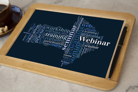 blackboard with webinar word cloudの写真素材
