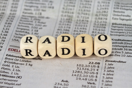Radio word built with letter cubes