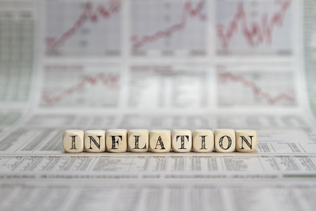 inflation word on a newspaperの写真素材