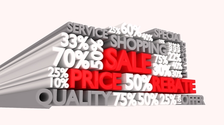 3D Sale word and percentage discount signsの写真素材