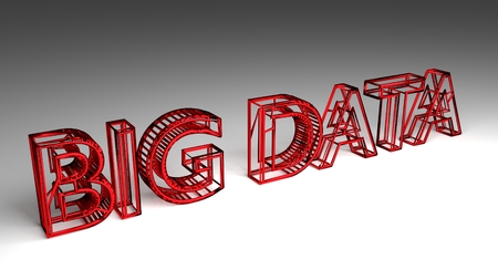 Big Data sign in red and glossy letters for an interesting header for big data storage and analysis with copy space. 3d Rendering - Illustrationの写真素材
