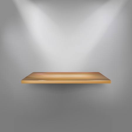 Empty wooden shelf on the wall. Vector illustration.のイラスト素材