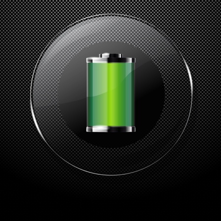 Metal background with glass FULL BATTERY button Metal background with glass FULL BATTERY button