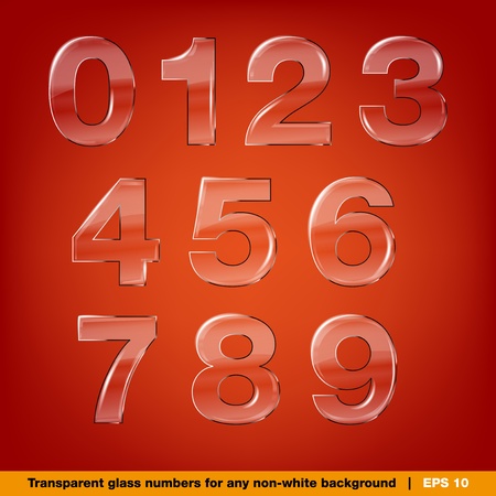Set of transparent vector glass numbersのイラスト素材