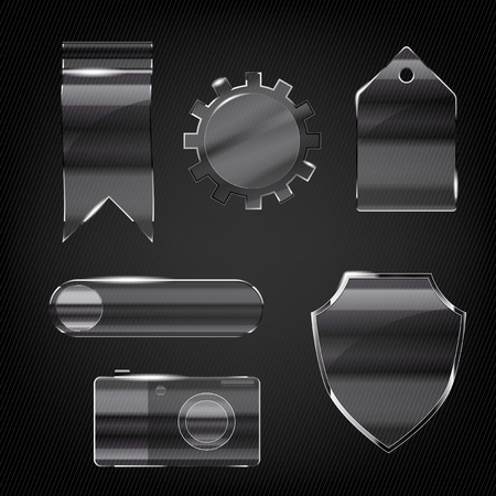 Set of glass transparent icons for any non-white backgroundのイラスト素材