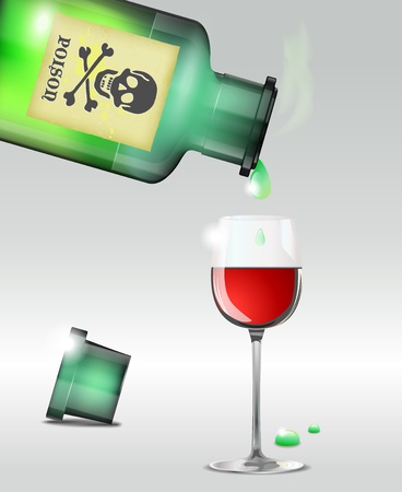 Pouring poison into the wine. Vector file.