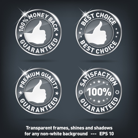 Money back-quality guarantee glass banners-transparentのイラスト素材