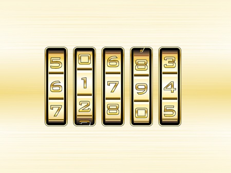 Gold combination lock - number codeのイラスト素材