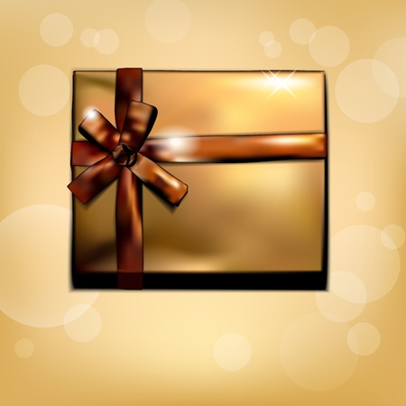 Golden gift box with bow illustrationのイラスト素材