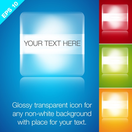 Glossy transparent icon button Place for text のイラスト素材