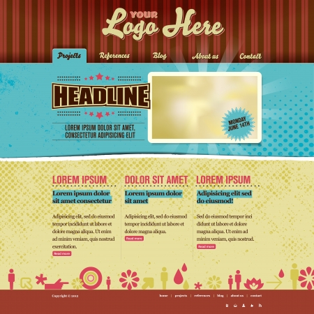 Website template - modern retro designのイラスト素材