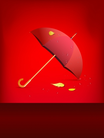 Red umbrella - place for text - fall themeのイラスト素材