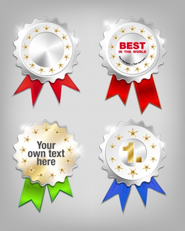 Set of vector quality stamps with ribbonsのイラスト素材