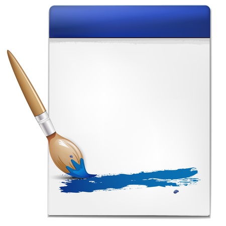Blue brush and blank page of a notebook for your messageのイラスト素材