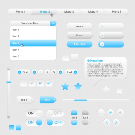 Set of web gray blue elements - fileのイラスト素材
