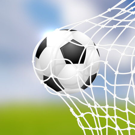 Soccer ball in goal - vector illustrationのイラスト素材