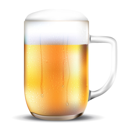 Dewy glass of beer on white backgroundのイラスト素材