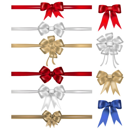 Set of bows and ribbons - isolated on white background. Vector illustration.のイラスト素材