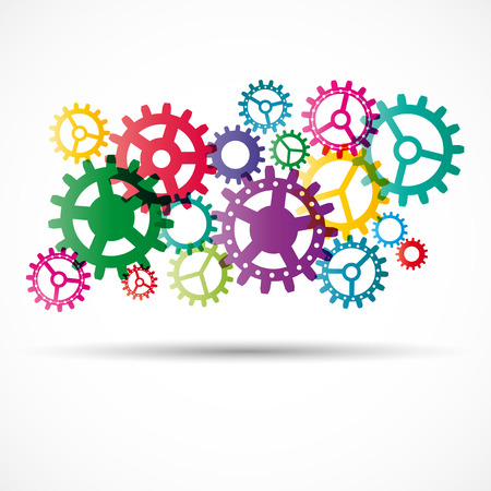 Abstract colorful gears with shadow - vector illustrationのイラスト素材