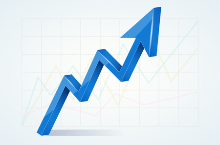 Abstract chart with blue arrow glossy 3D vector illustrationのイラスト素材