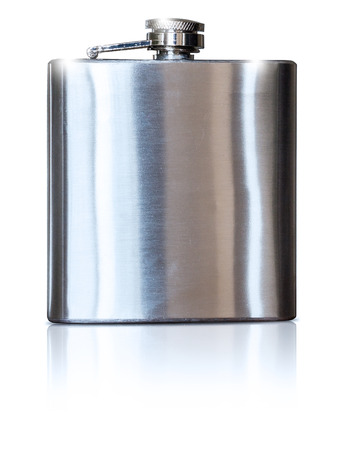 Metallic flask for alcohol - isolated on white backgroundの写真素材