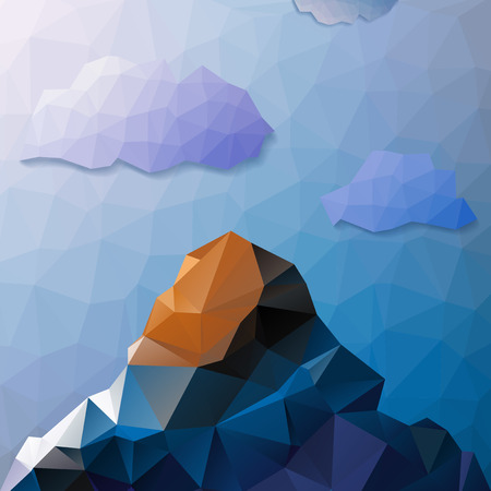 Abstract mountains and sky with clouds in triangle design - vector illustrationのイラスト素材