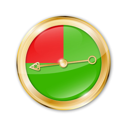 Abstract shiny metal indicator with needle - isolated on white background. Vector illustrationのイラスト素材