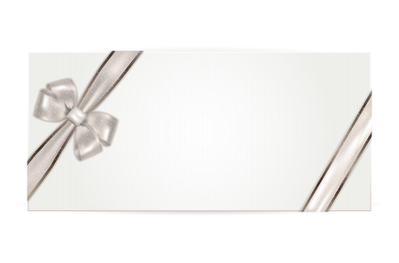 Gift voucher with silver bow - isolated on white. Vector illustration.のイラスト素材