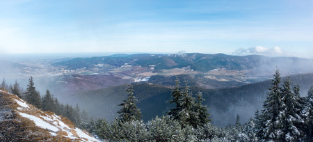 Panoramic view from the mountains to the valley -