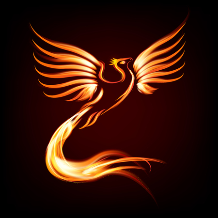 Phoenix bird fire silhouette - vector illustrationのイラスト素材
