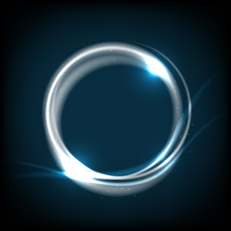 Shiny circle on dark blue background - place for your message. Vector illustration.のイラスト素材