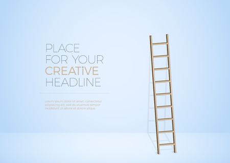 Ladder with shadow leaning against wall - place for your text. Vector illustration.のイラスト素材
