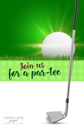 Template for your golf design with golf club, ball, copy space and sample text in separate layer- vector illustrationのイラスト素材