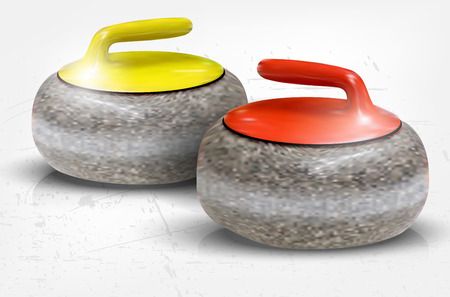 Realistic illustration of curling stones on ice - vector illustrationのイラスト素材