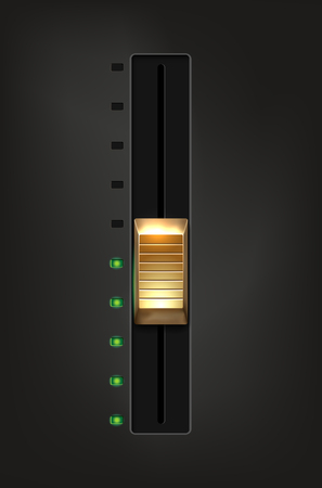 Golden metal slider and green diodes on gray background - vector illustrationのイラスト素材